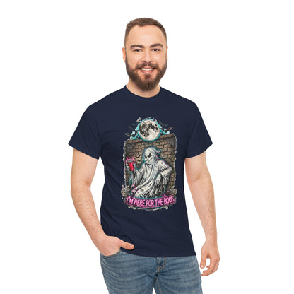 Funny Ghost Graphic Tee — "I'm Here for the Boos" Halloween T-Shirt