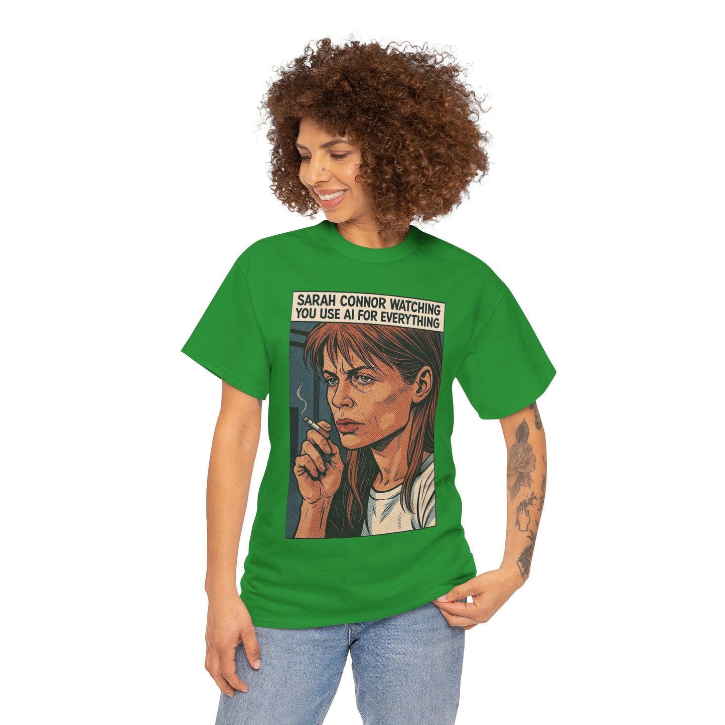 Sarcastic T-Shirt, Sarah Connor Watching You Use AI for Everything, Funny, Retro