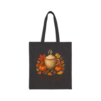 Fall Vibes Cotton Canvas Tote Bag, Autumn Southern Accent, It's Fall Y'all, Cozy