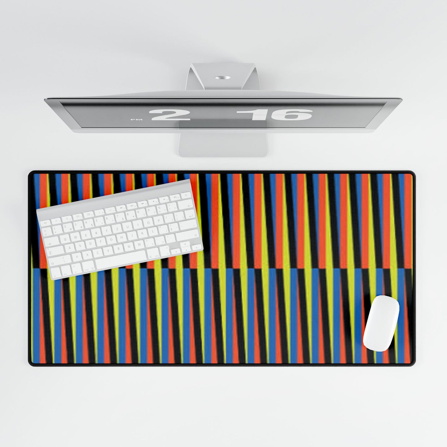 Venezuelan Nostalgia Cruz Diez Inspired Desk Mat | Colorful Geometric Stripes Maiquetia Playmat, Oversized Mouse Pad, Simon Bolivar Airport