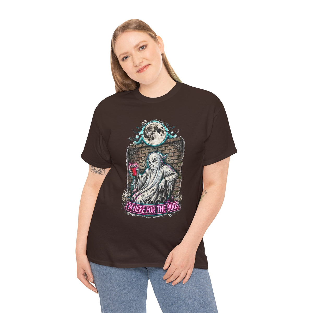 Funny Ghost Graphic Tee — "I'm Here for the Boos" Halloween T-Shirt