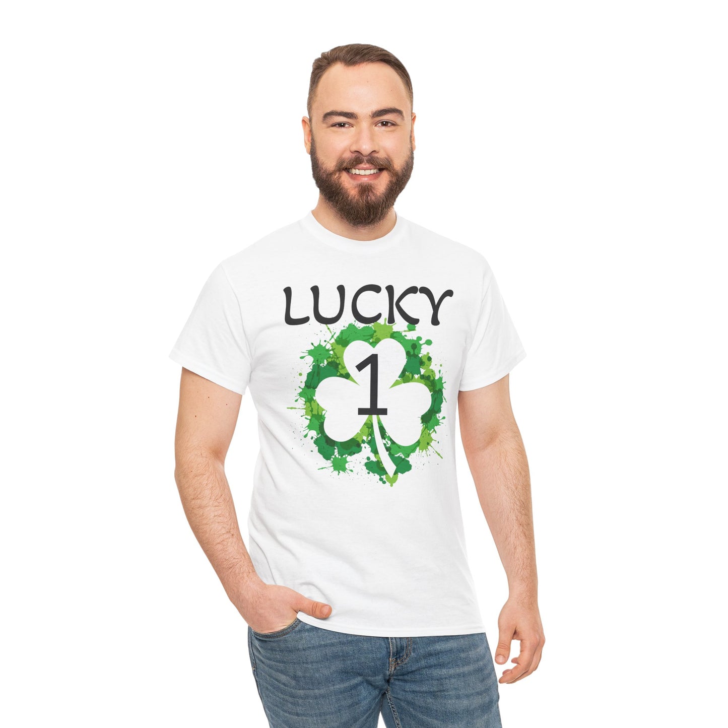 Lucky 1 St. Patrick's Day Clover T-Shirt | Irish Shamrock Design