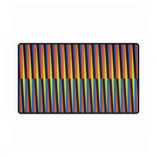 Venezuelan Nostalgia Cruz Diez Inspired Desk Mat | Colorful Geometric Stripes Maiquetia Playmat, Oversized Mouse Pad, Simon Bolivar Airport