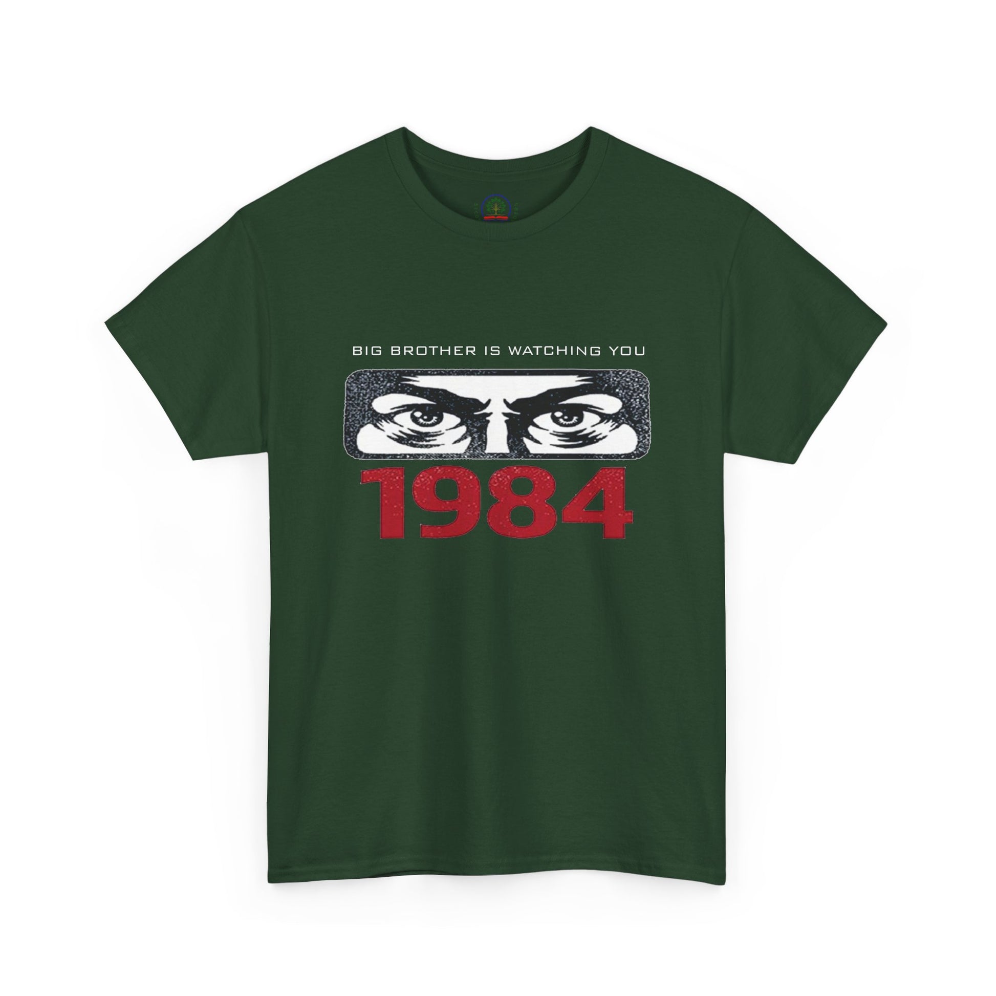 Black Big Brother Is Watching You 1984 T-Shirt featuring George Orwell dystopian design and political protest graphic.