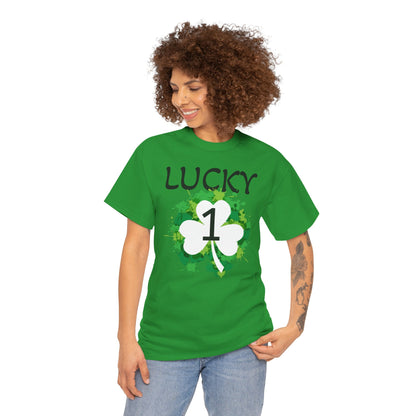 Lucky 1 St. Patrick's Day Clover T-Shirt | Irish Shamrock Design