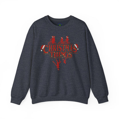 Christmas Things Sweatshirt | Stranger Style Retro Holiday Graphic  | The Upsidedown