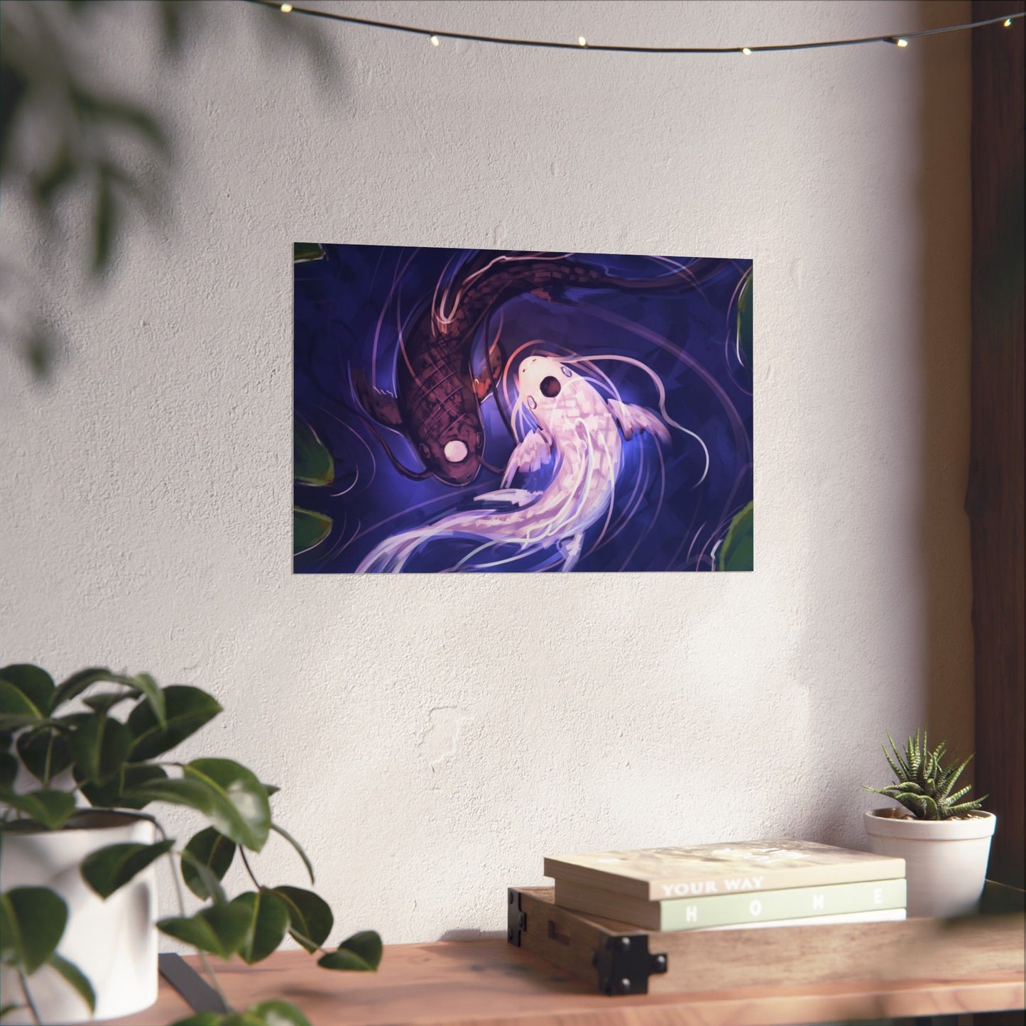 Yin Yang Koi Fish Matte Horizontal Poster | Avatar-Inspired Tui and La, Moon and Ocean Spirit