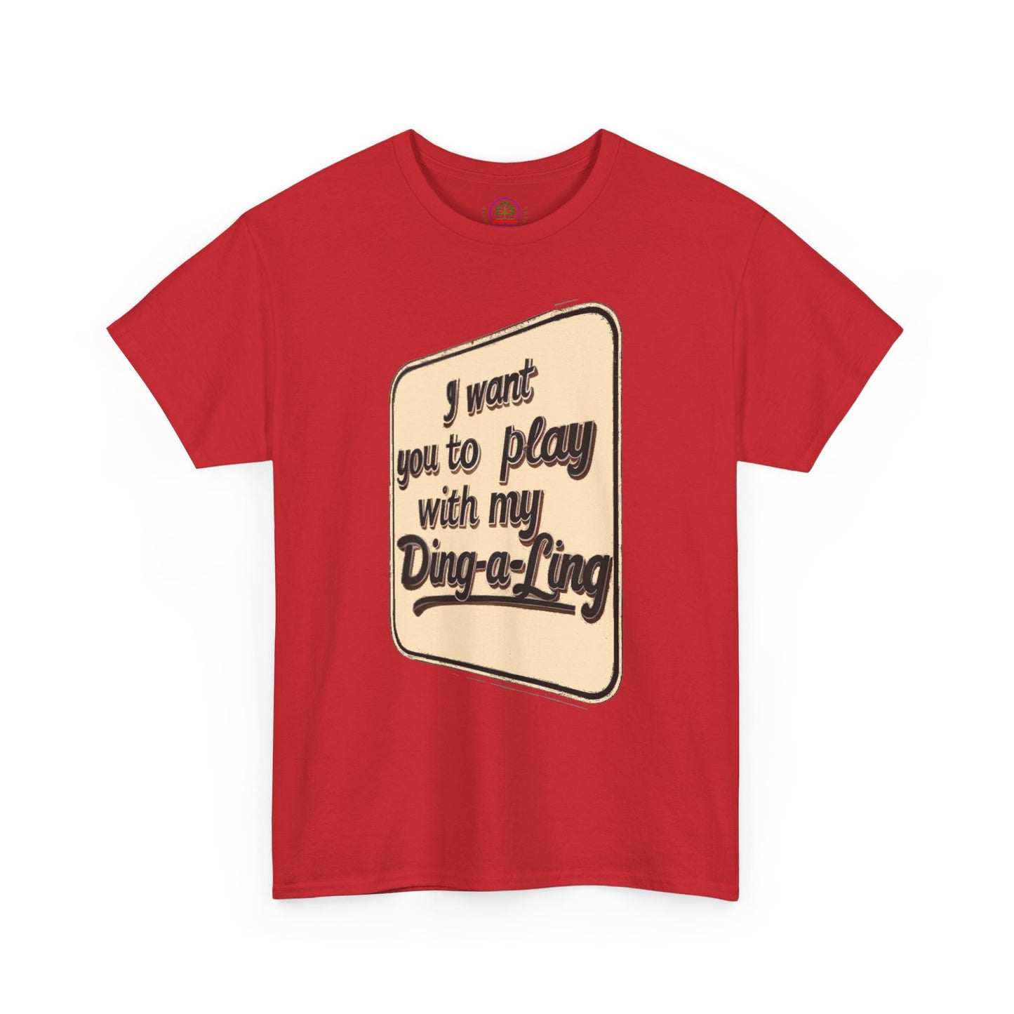 Retro graphic T-shirt by Printify featuring Chuck Berry's "I Want You to Play with My Ding-a-Ling" humorous novelty design.