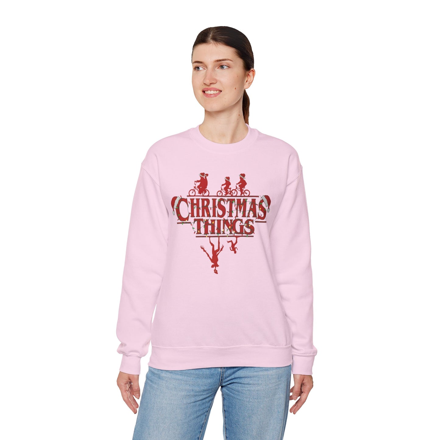 Christmas Things Sweatshirt | Stranger Style Retro Holiday Graphic  | The Upsidedown