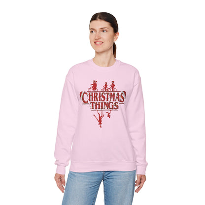 Christmas Things Sweatshirt | Stranger Style Retro Holiday Graphic  | The Upsidedown