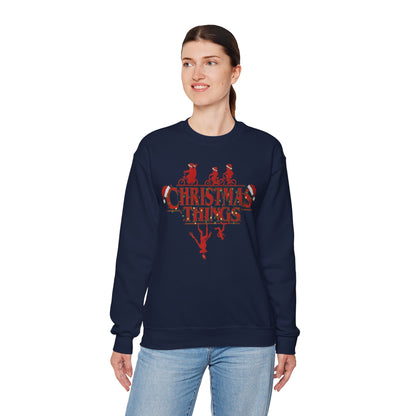 Christmas Things Sweatshirt | Stranger Style Retro Holiday Graphic  | The Upsidedown