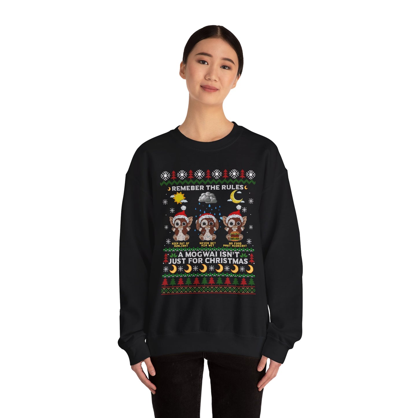 Gremlins Mogwai Ugly Christmas Sweater Crewneck Sweatshirt | Retro Holiday