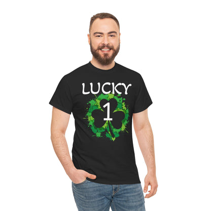 Lucky 1 St. Patrick's Day Clover T-Shirt | Irish Shamrock Design