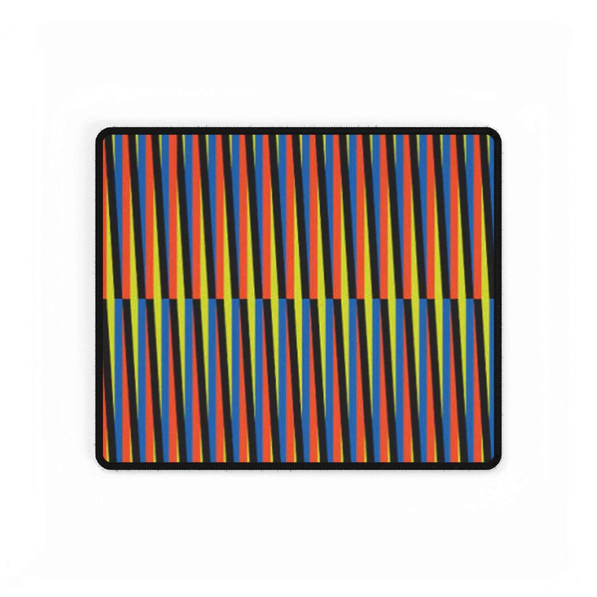 Venezuelan Nostalgia Cruz Diez Inspired Desk Mat | Colorful Geometric Stripes Maiquetia Playmat, Oversized Mouse Pad, Simon Bolivar Airport
