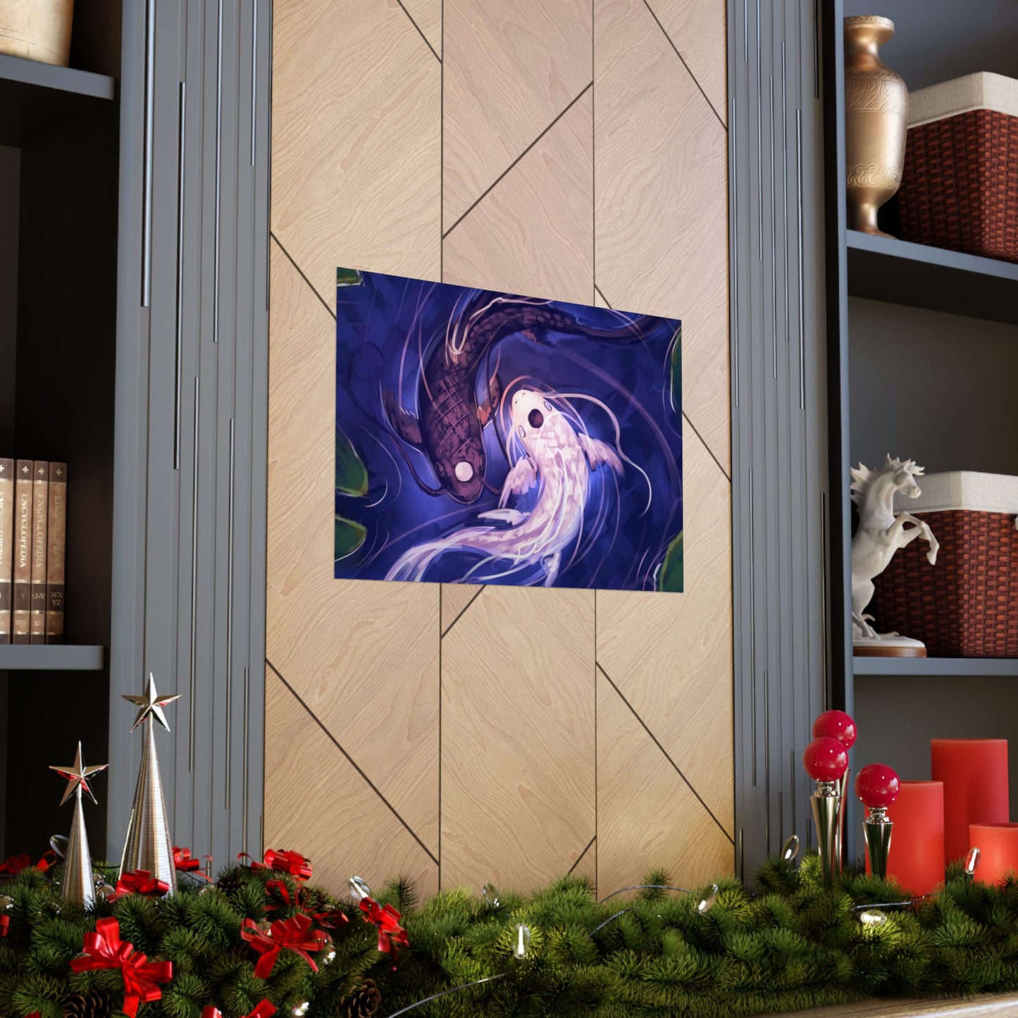 Yin Yang Koi Fish Matte Horizontal Poster | Avatar-Inspired Tui and La, Moon and Ocean Spirit