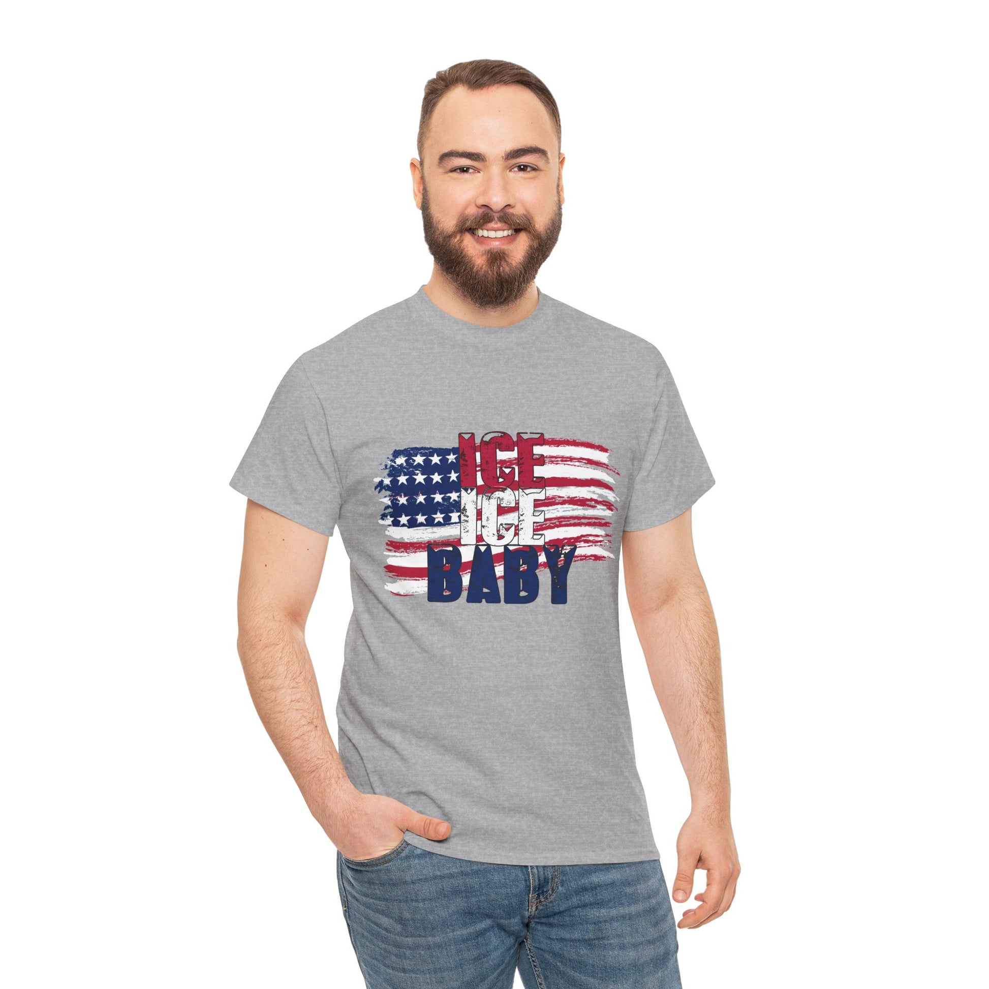 Ice Ice Baby American Flag T-Shirt, Patriotic Tee, America First, USA - Secondhand Readers