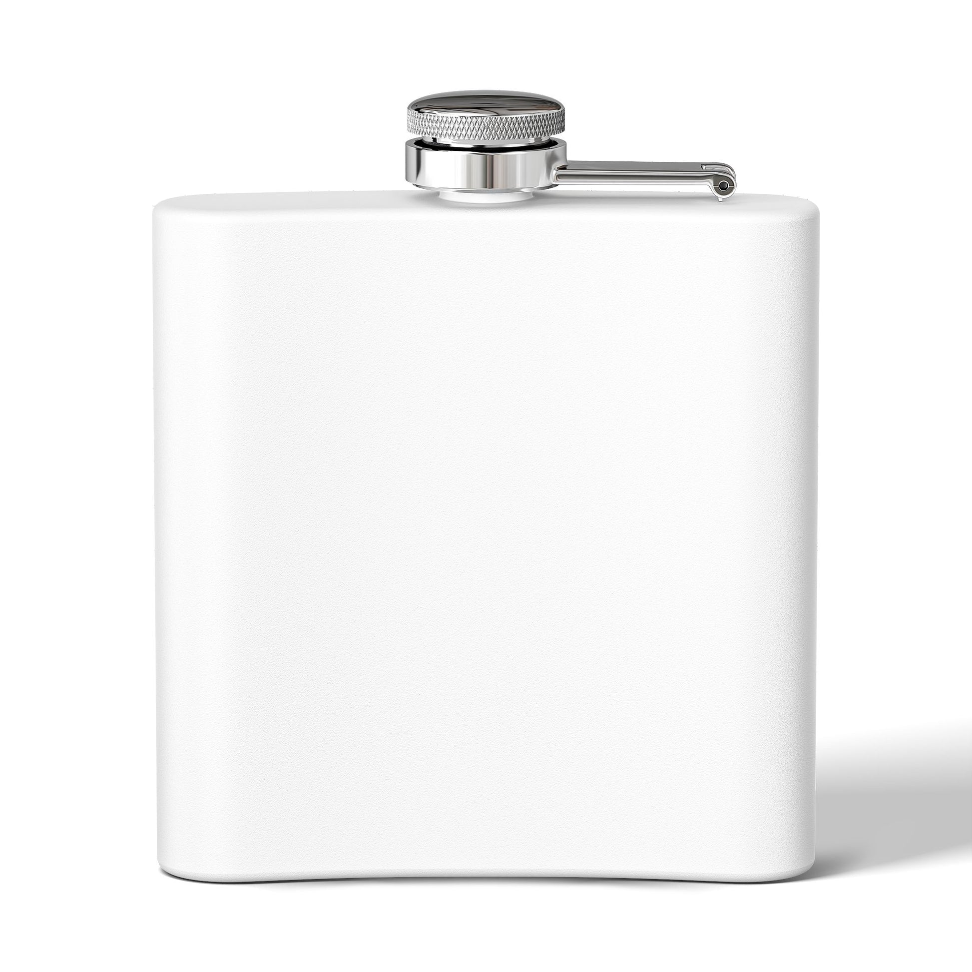 Stainless steel 6oz flask with "I Solemnly Swear I Am Up To No Good" print, designed by Printify.
