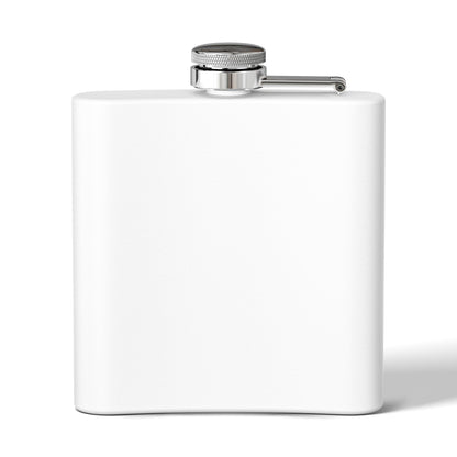 Stainless steel 6oz flask with "I Solemnly Swear I Am Up To No Good" print, designed by Printify.