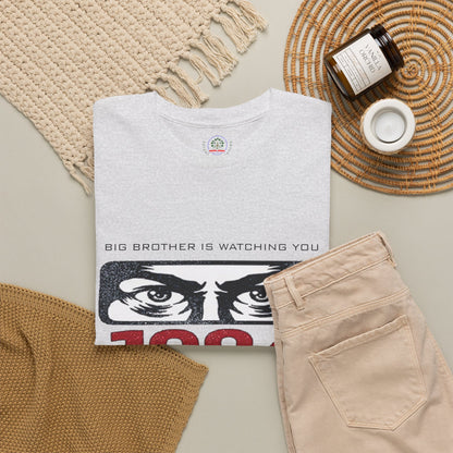 Black Big Brother Is Watching You 1984 T-Shirt featuring George Orwell dystopian design, political protest graphic on cotton tee