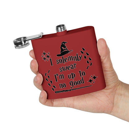 Stainless steel 6oz mug with "I Solemnly Swear I Am Up To No Good" printed design, perfect for Harry Potter fans.