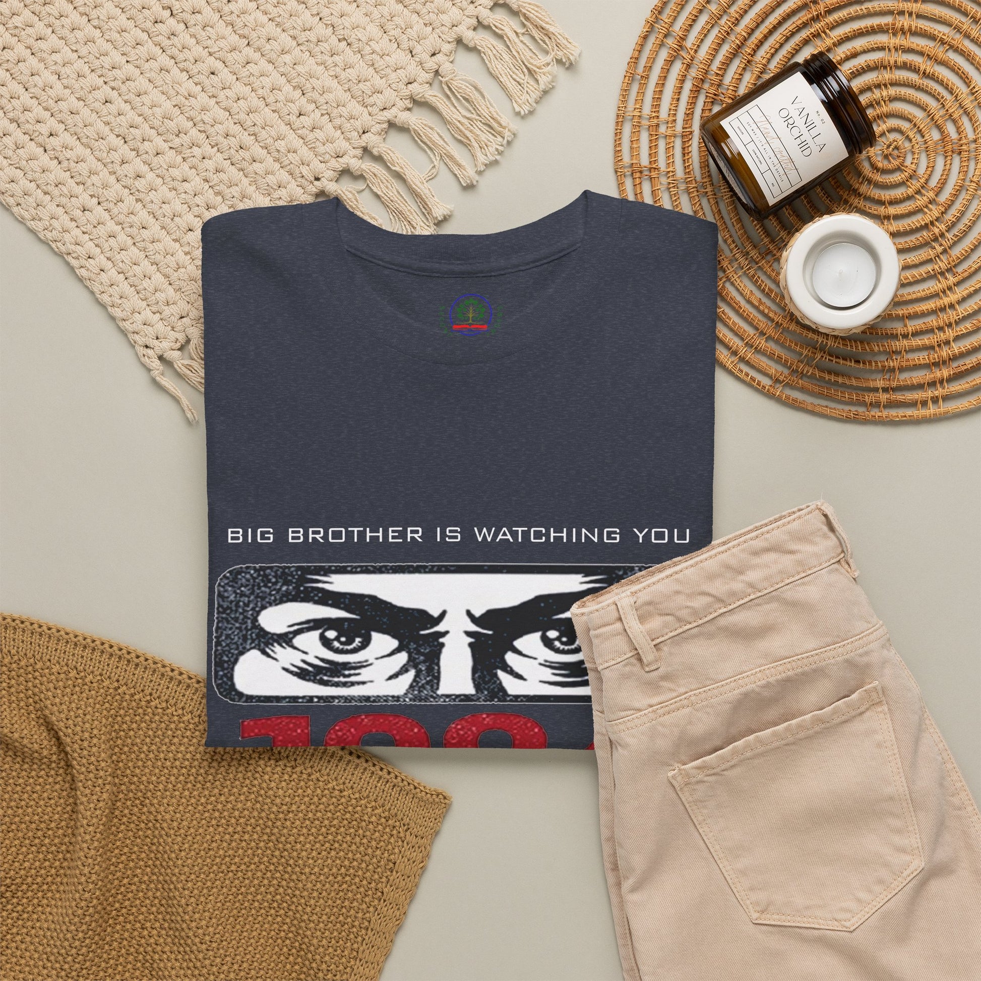 Black Big Brother Is Watching You 1984 T-Shirt featuring George Orwell's dystopian design, ideal for political protest attire.