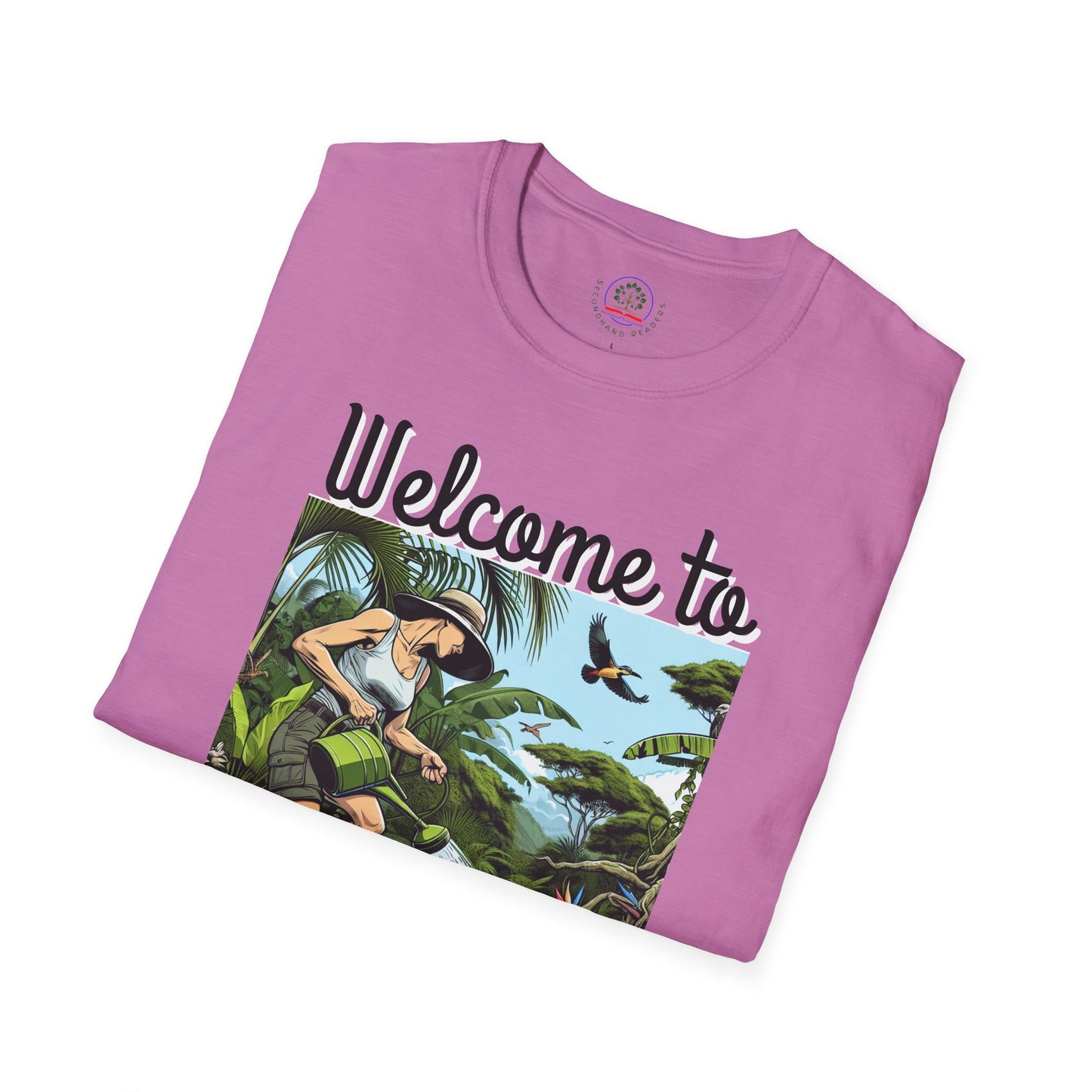 Welcome to My Garden Unisex T-Shirt - Funny Woman Watering Jungle Tee, Plant