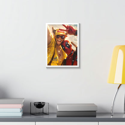 Framed Poster, Marvel Comics Art Style, Wolverine & Deadpool, Fun Wall Décor