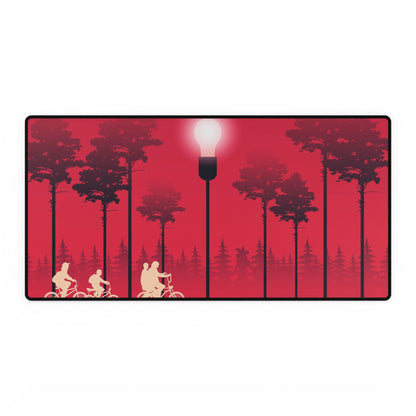 Stranger Things Inspired Desk Mat, Retro Style Playmat for Gamers, MTG TCG, Bike Ride Home Office Decor