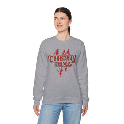 Christmas Things Sweatshirt | Stranger Style Retro Holiday Graphic  | The Upsidedown