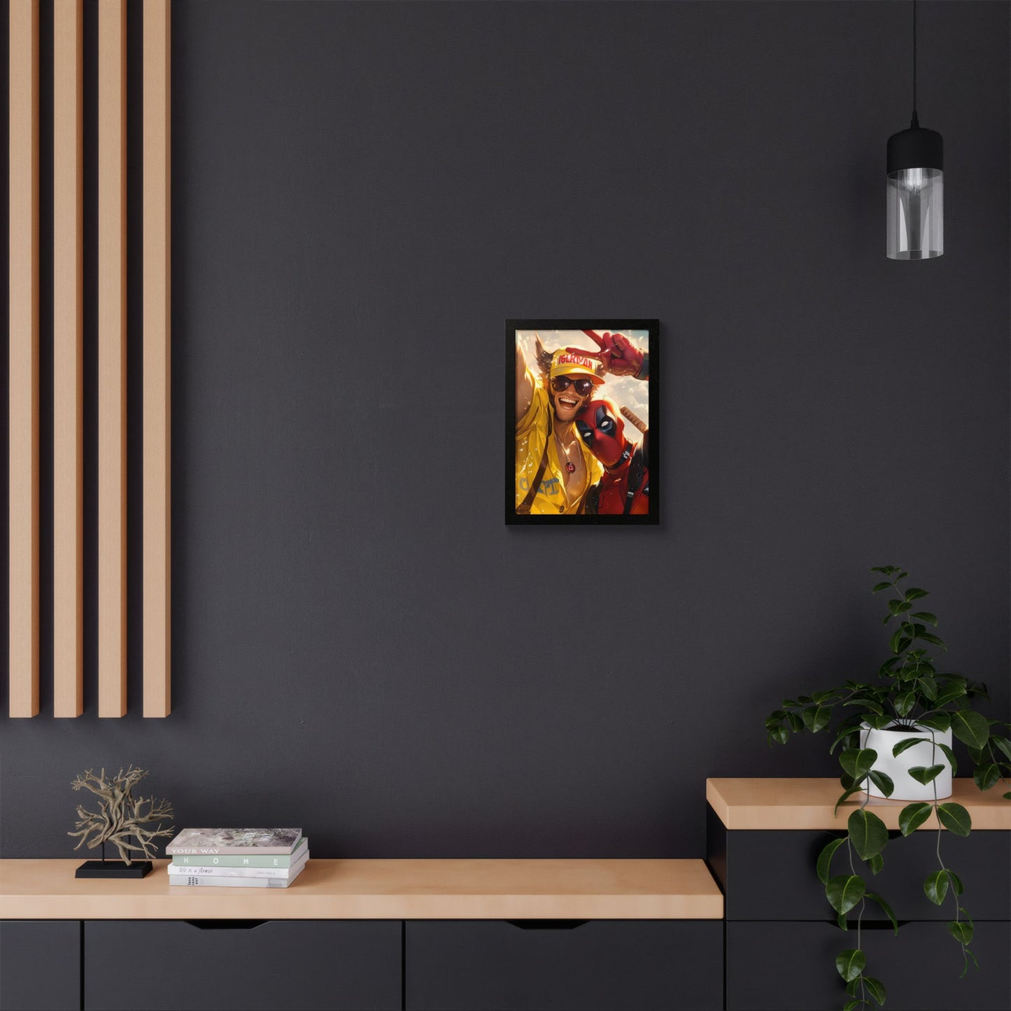 Framed Poster, Marvel Comics Art Style, Wolverine & Deadpool, Fun Wall Décor