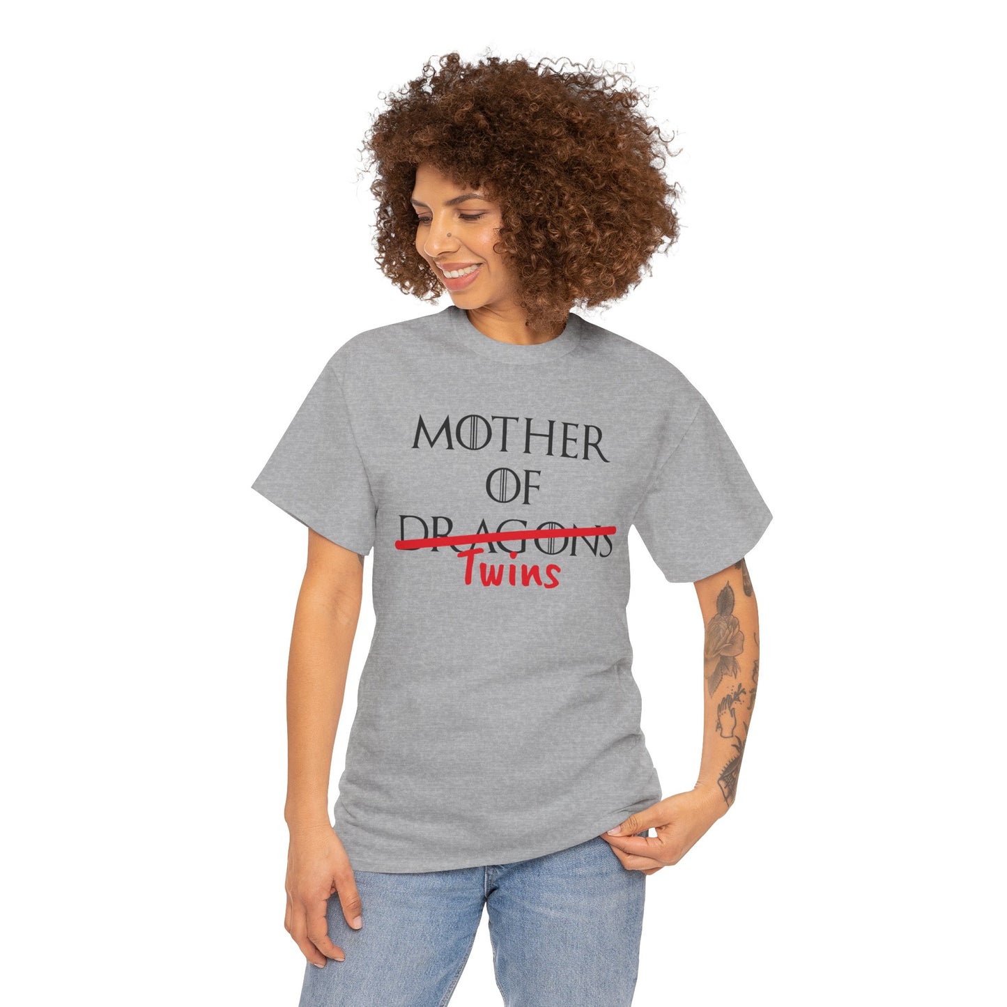 Mother of Dragons T-shirt from Printify featuring a fire-inspired dragon design, perfect for fans of Song of Fire & Ice.