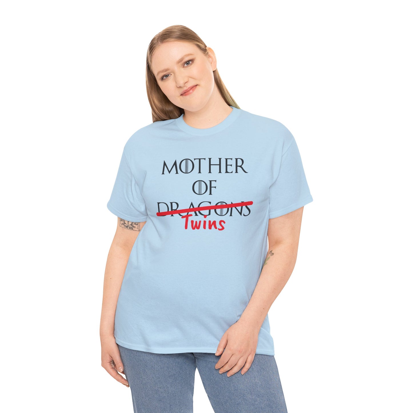 Mother of Dragons T-Shirt by Printify featuring a fire and ice-inspired design, customizable for Mother's Day gift.