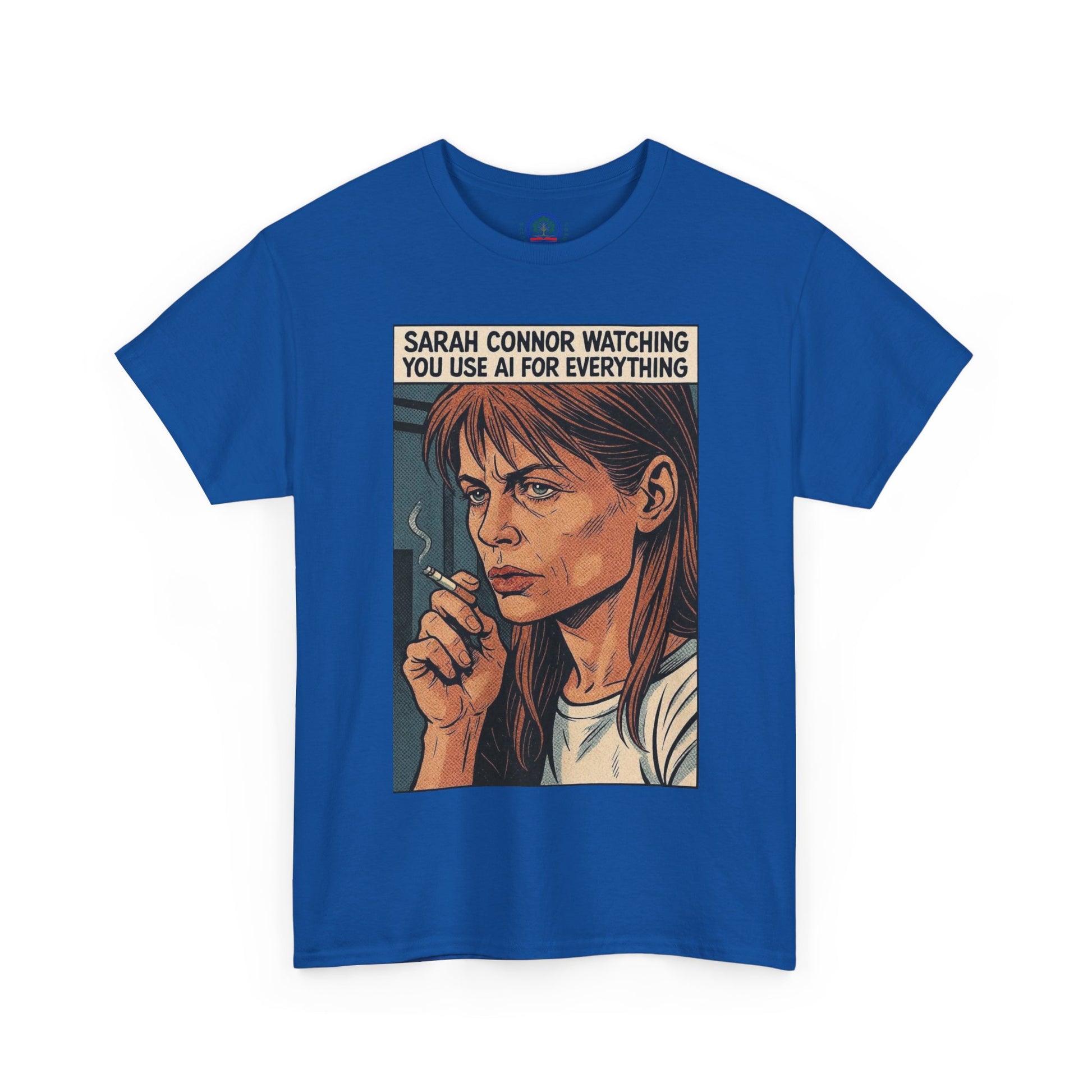 Sarcastic T-Shirt, Sarah Connor Watching You Use AI for Everything, Funny, Retro - Secondhand Readers