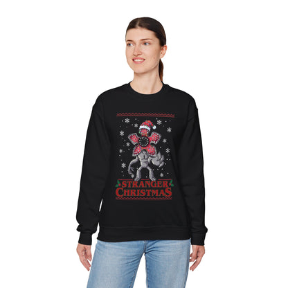 Stranger Christmas Crewneck Sweatshirt — Retro Holiday Stranger Things Demogorgon Design, Ugly Sweater