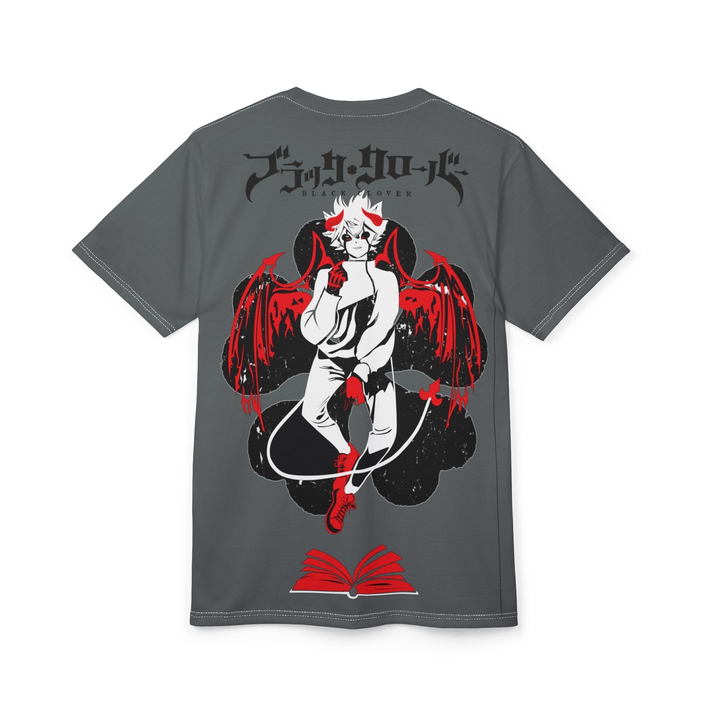 Black Clover Asta demon print unisex anime T-shirt with all-over manga-inspired design, Japanese style, by Printify.