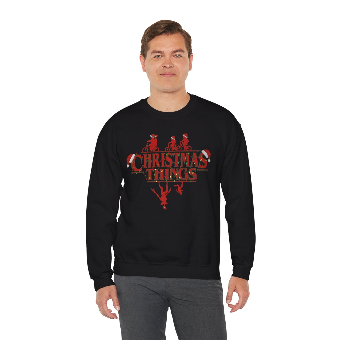 Christmas Things Sweatshirt | Stranger Style Retro Holiday Graphic  | The Upsidedown