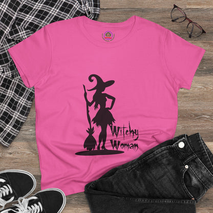 Witchy Woman Tee, Halloween Shirt, Women's Midweight Cotton Tee, Spooky Gift