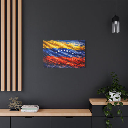 Venezuela before Chavez canvas print wall art featuring Venezuelan flag, satin-stretched decorative home decor for history enthusiasts