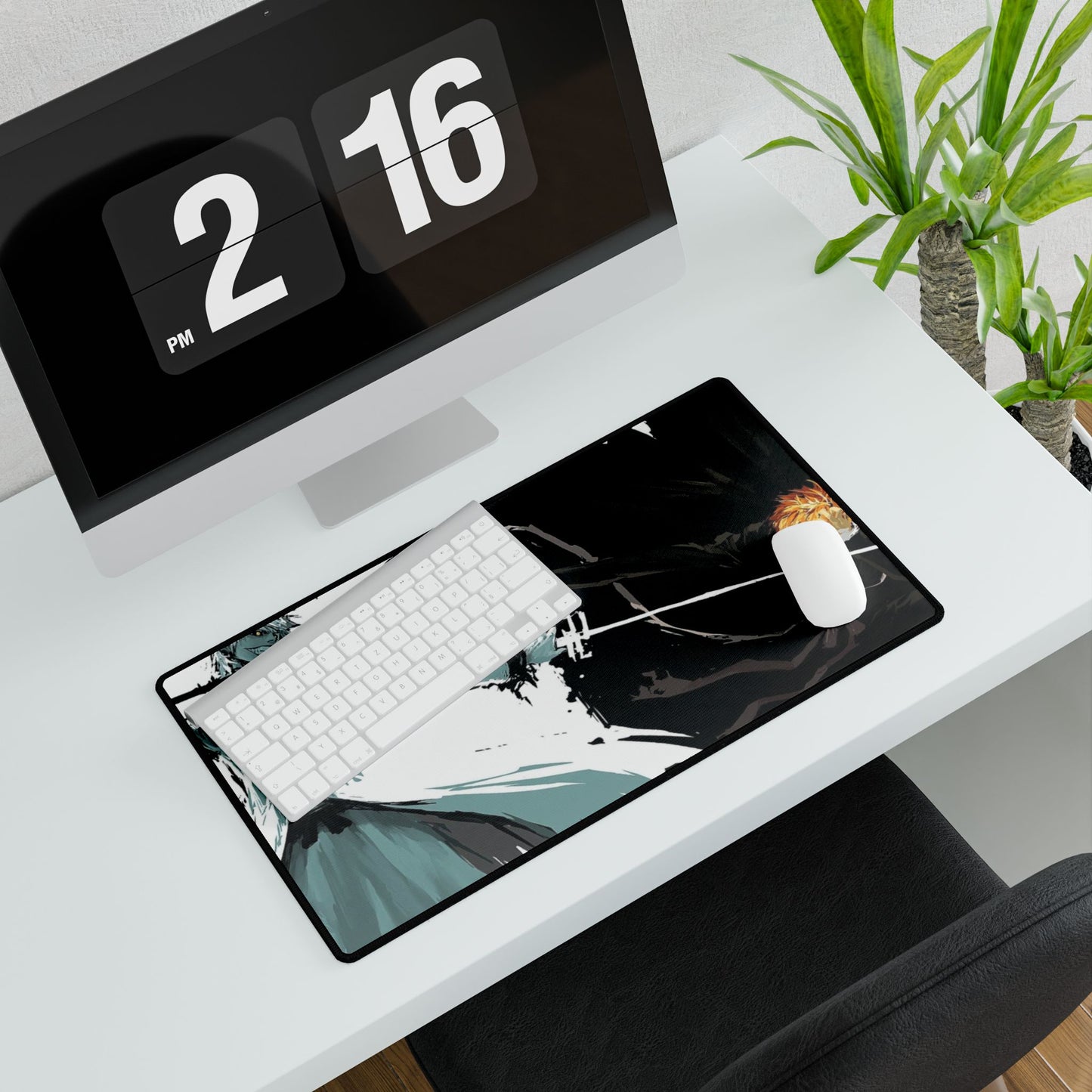 Anime inspired Ichigo vs Ichigo Shinigami substitute desk mat and gaming mouse pad with detailed character artwork.
