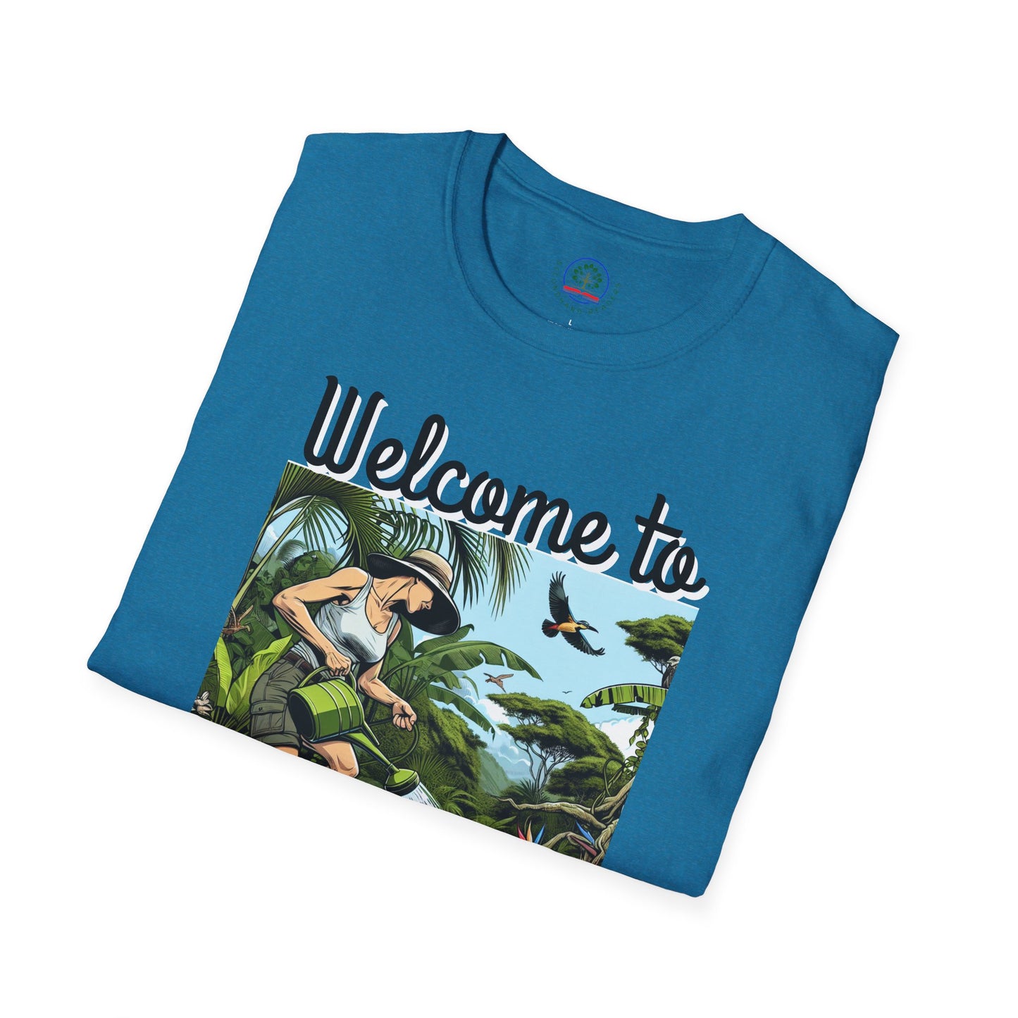 Welcome to My Garden Unisex T-Shirt - Funny Woman Watering Jungle Tee, Plant
