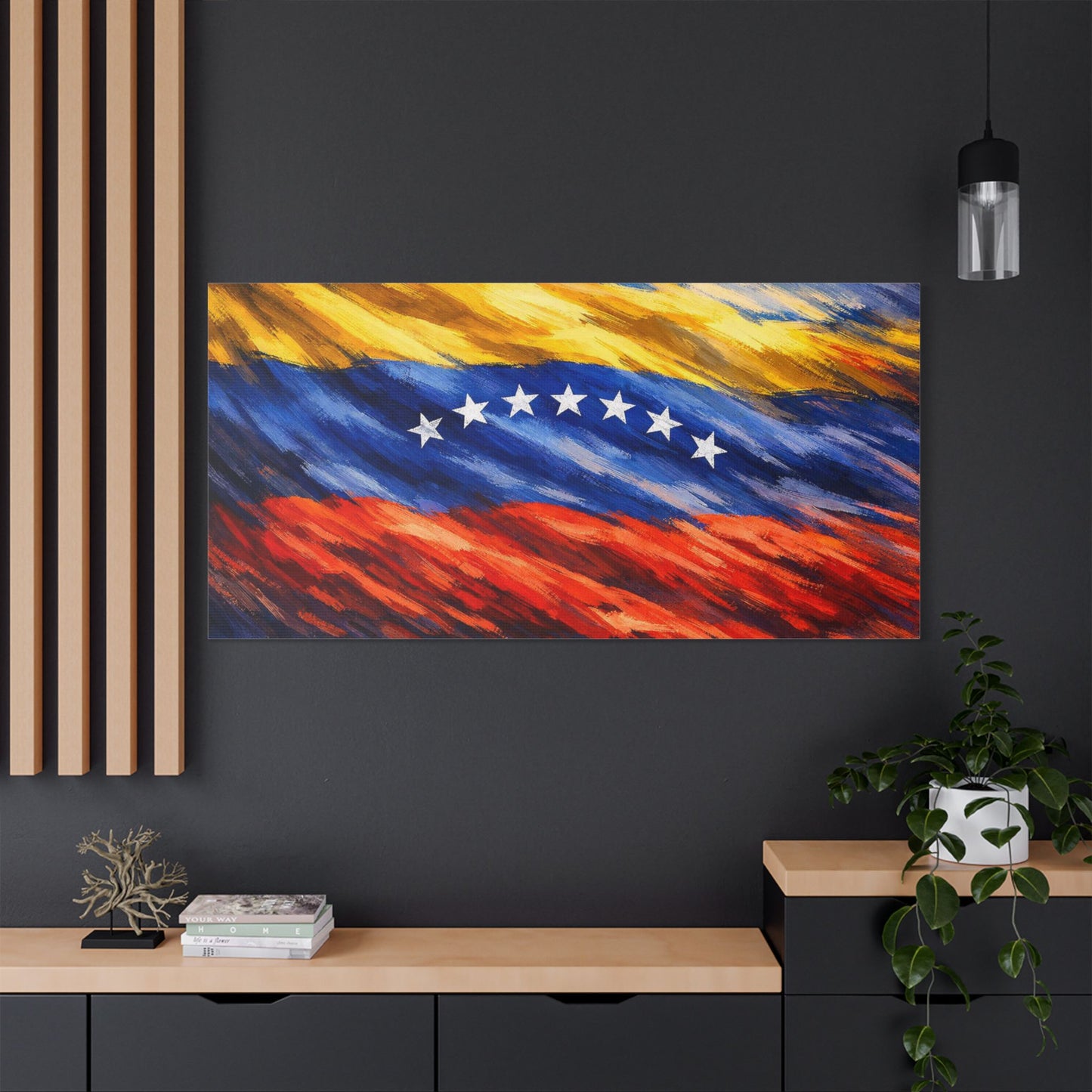 Venezuela before Chavez canvas print wall art, Venezuelan flag home decor, stretched satin art for history enthusiasts