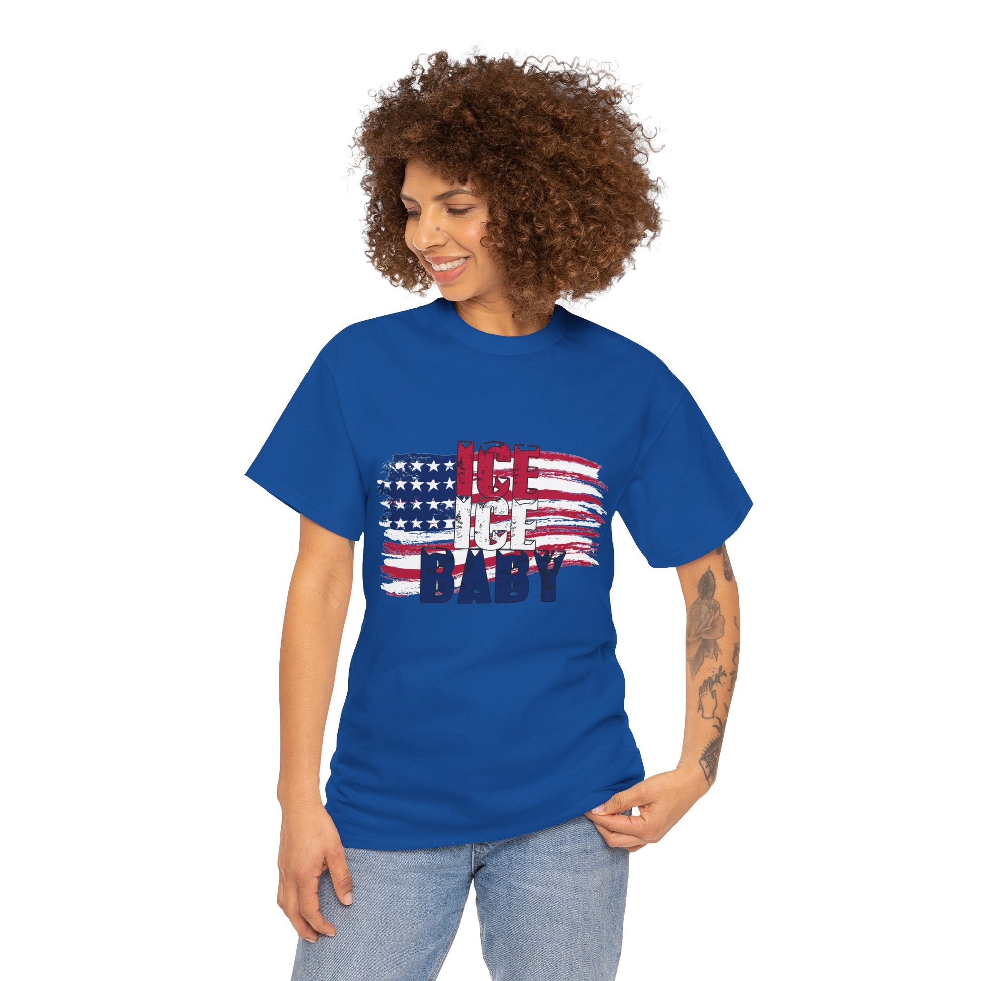 Ice Ice Baby American Flag T-Shirt, Patriotic Tee, America First, USA - Secondhand Readers