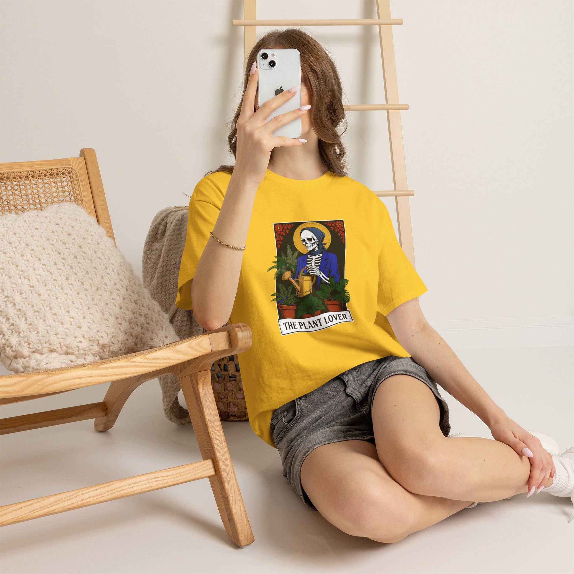 Plant lover T-shirt featuring tarot card design, casual fit, and playful graphic for plant enthusiasts and gift options.