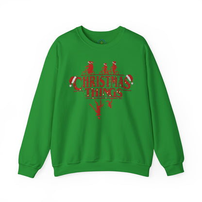Christmas Things Sweatshirt | Stranger Style Retro Holiday Graphic  | The Upsidedown