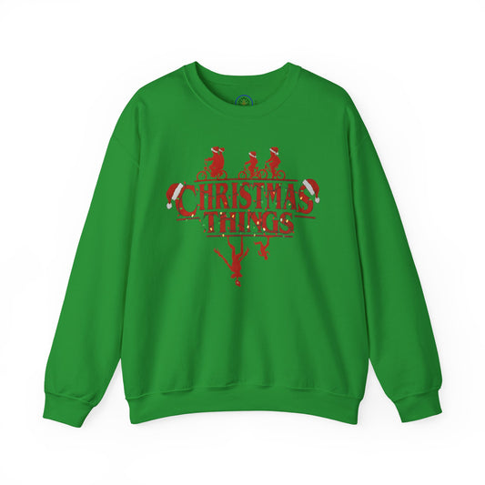 Christmas Things Sweatshirt | Stranger Style Retro Holiday Graphic  | The Upsidedown