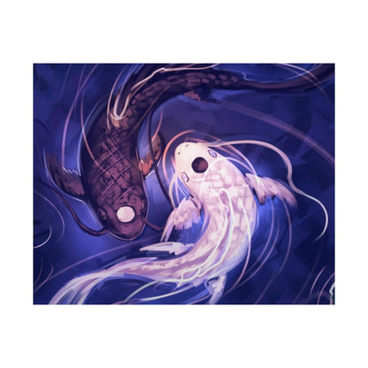 Yin Yang Koi Fish Matte Horizontal Poster | Avatar-Inspired Tui and La, Moon and Ocean Spirit