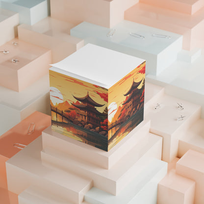 Japanese Temple Note Cube, Desk Stationery Set for Anime Manga Fans, Office