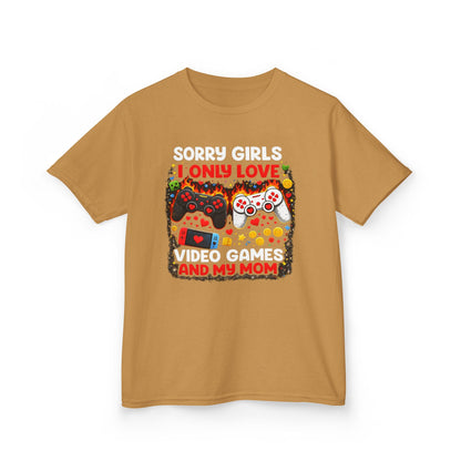 Sorry Girls I Only Love Video Games And My Mom Kids Tee | Gamer Controller Valentine Design