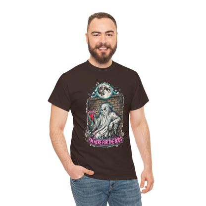 Funny Ghost Graphic Tee — "I'm Here for the Boos" Halloween T-Shirt