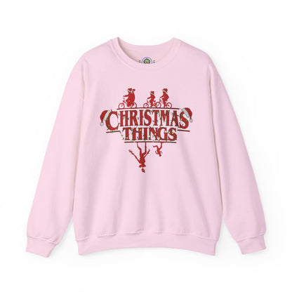 Christmas Things Sweatshirt | Stranger Style Retro Holiday Graphic  | The Upsidedown